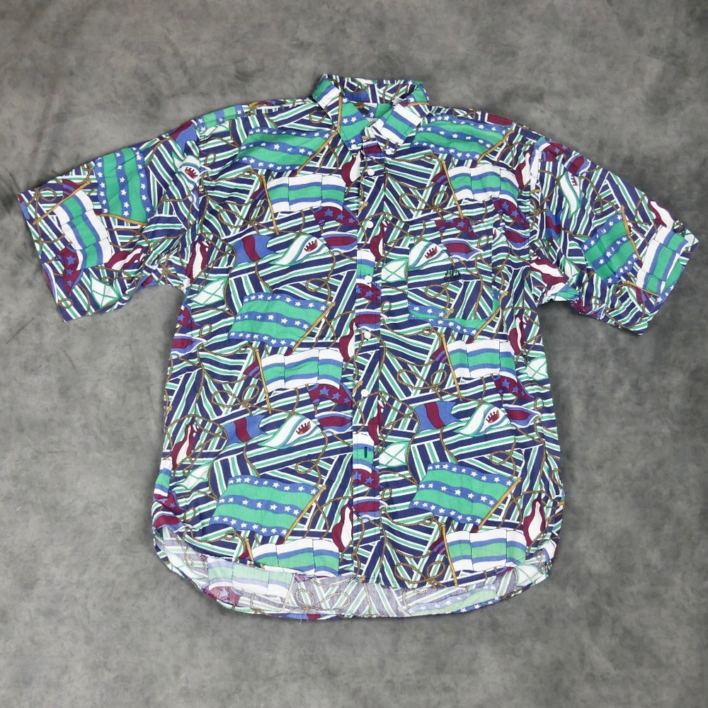 Vtg Izod Polo Shirt Size Large Colorful Collared Y2k 90s Vintage Green Dope